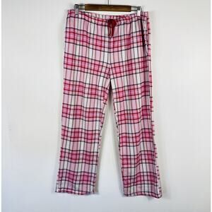 Laura Ashley Pajama Pants Large Pink Plaid